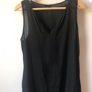 Tunic Knee length Sheer Black Sleeveless top